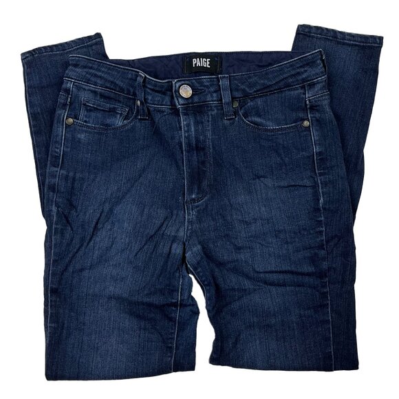 Paige Hoxton Ultra Skinny Dark Wash Blue Jeans Size 27 Straight Leg Slim Stretch - Picture 1 of 15